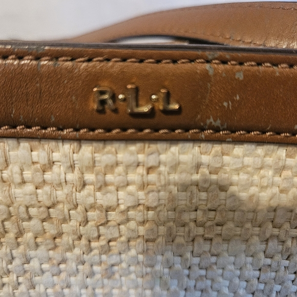 Ralph Lauren Woven Straw Beige Tote Bag Classic Preppy Hangbag - Picture 4 of 15